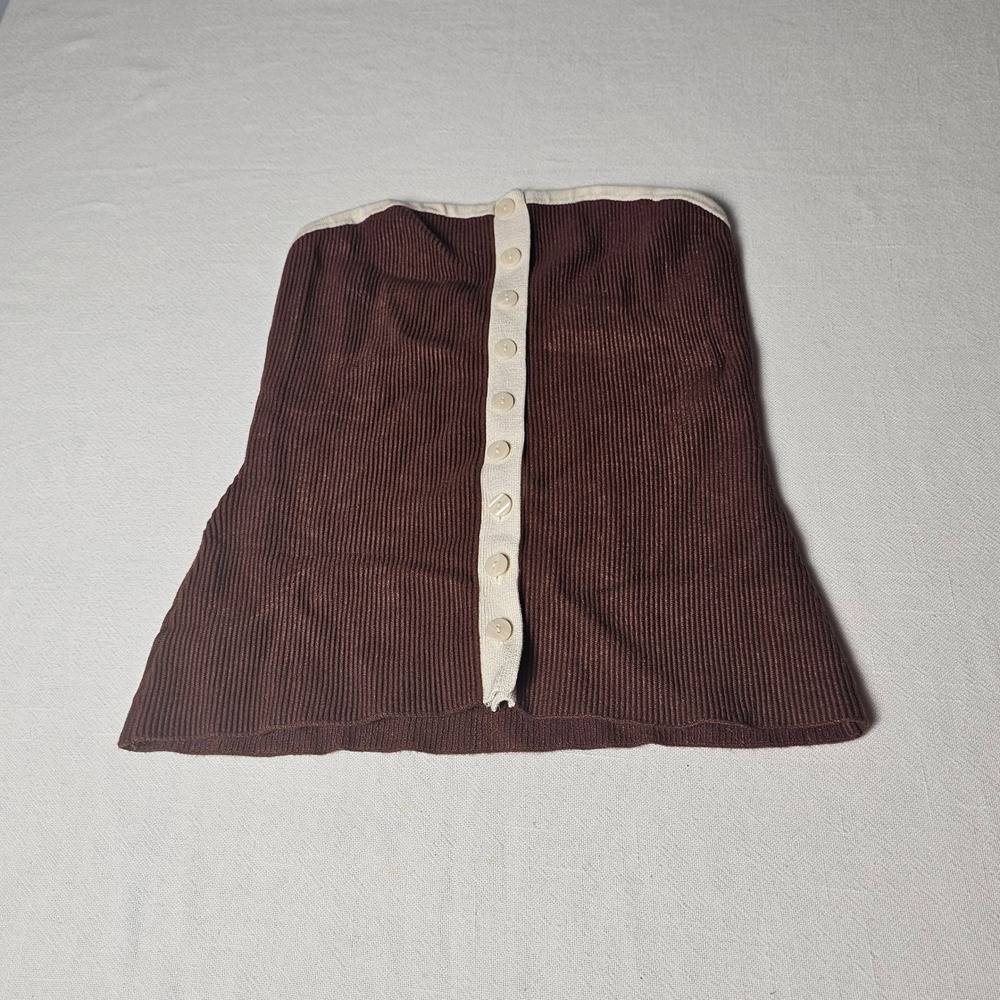 Abercrombie & Fitch Brown Ribbed Knit Button Front Tube Top Medium